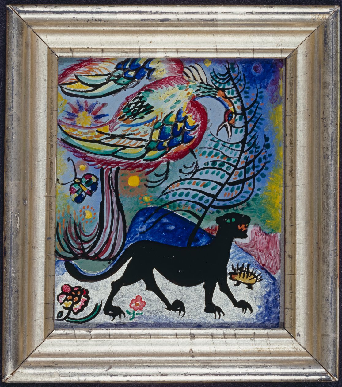 Fantasievogel en zwarte panter door Wassily Kandinsky