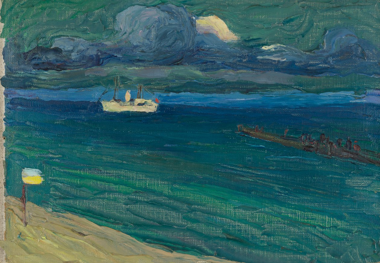 Rapallo – Zeegezicht met stoomboot door Wassily Kandinsky