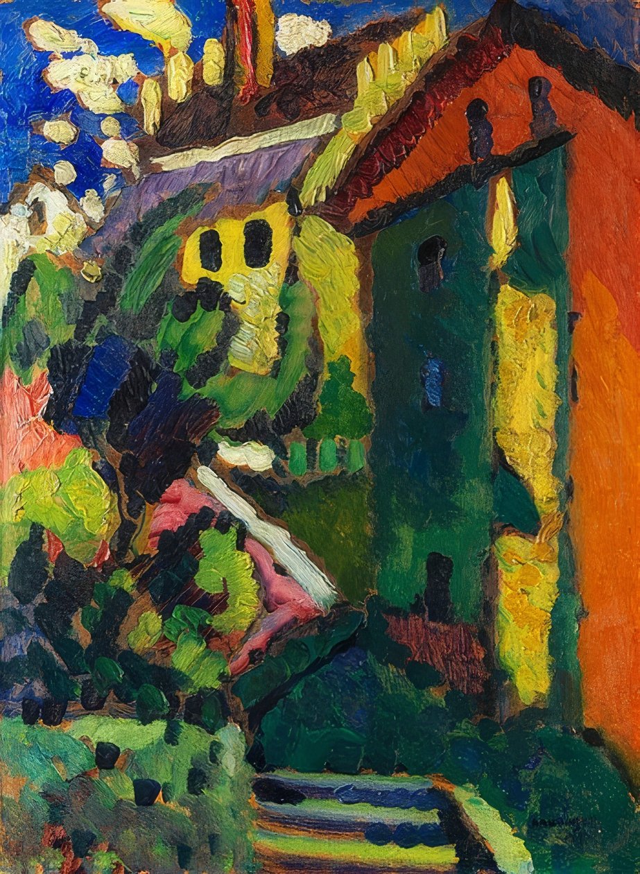 Trap naar het kasteel (Murnau). 1909 door Wassily Kandinsky