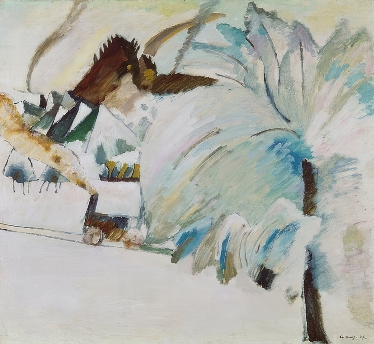 Winterlandschap met locomotief door Wassily Kandinsky