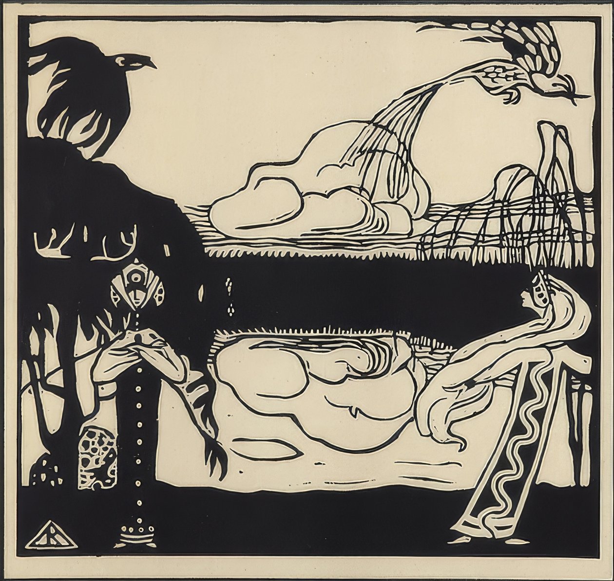 Twee vogels door Wassily Kandinsky