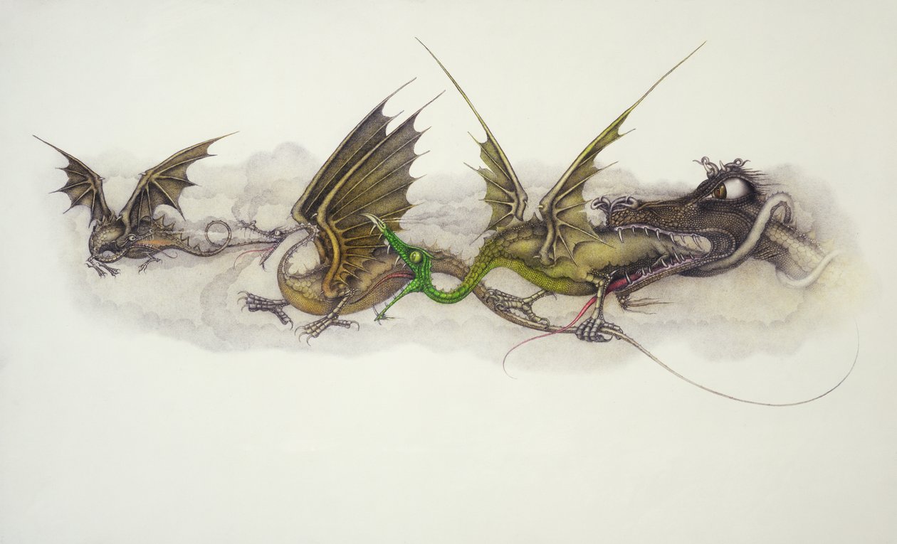 Grote draken eten kleine draken door Wayne Anderson