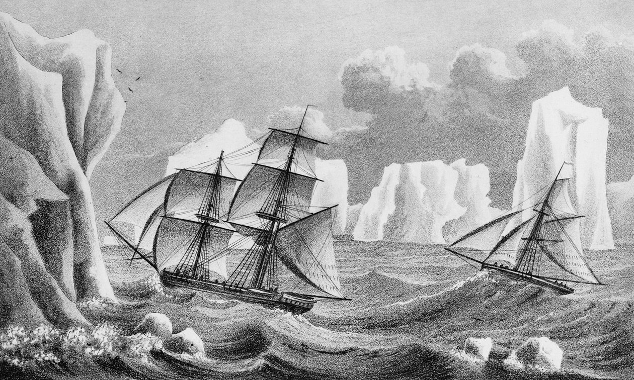 De brig Jane en cutter Beaufoy, 1825 door Weddell