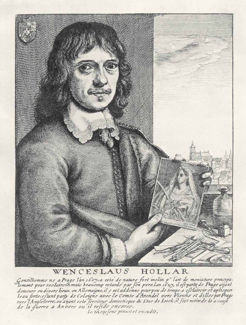Zelfportret, ca. 1649 door Wenceslaus Hollar