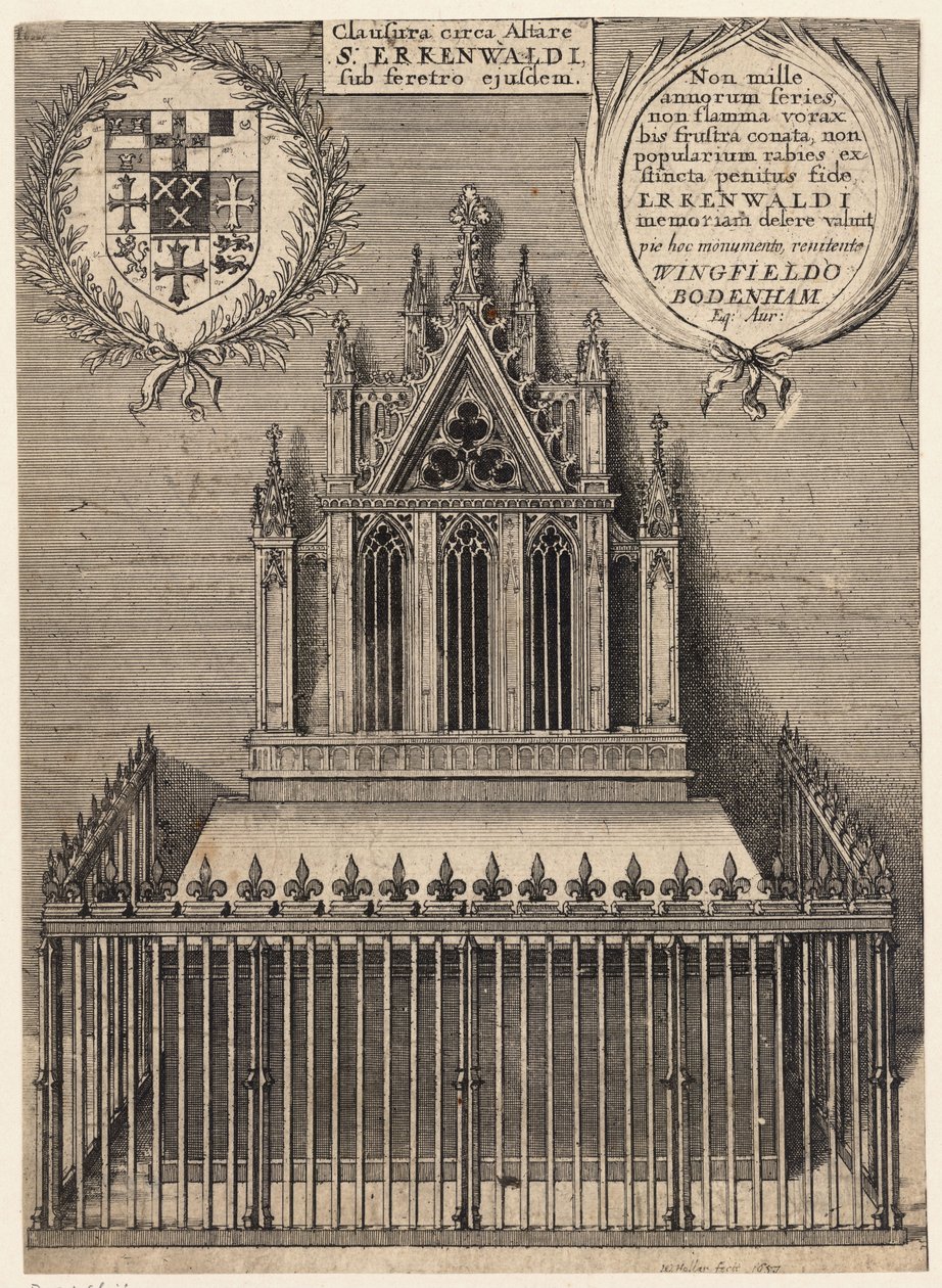 St Erkenwald (monument). Staat 2 door Wenceslaus Hollar
