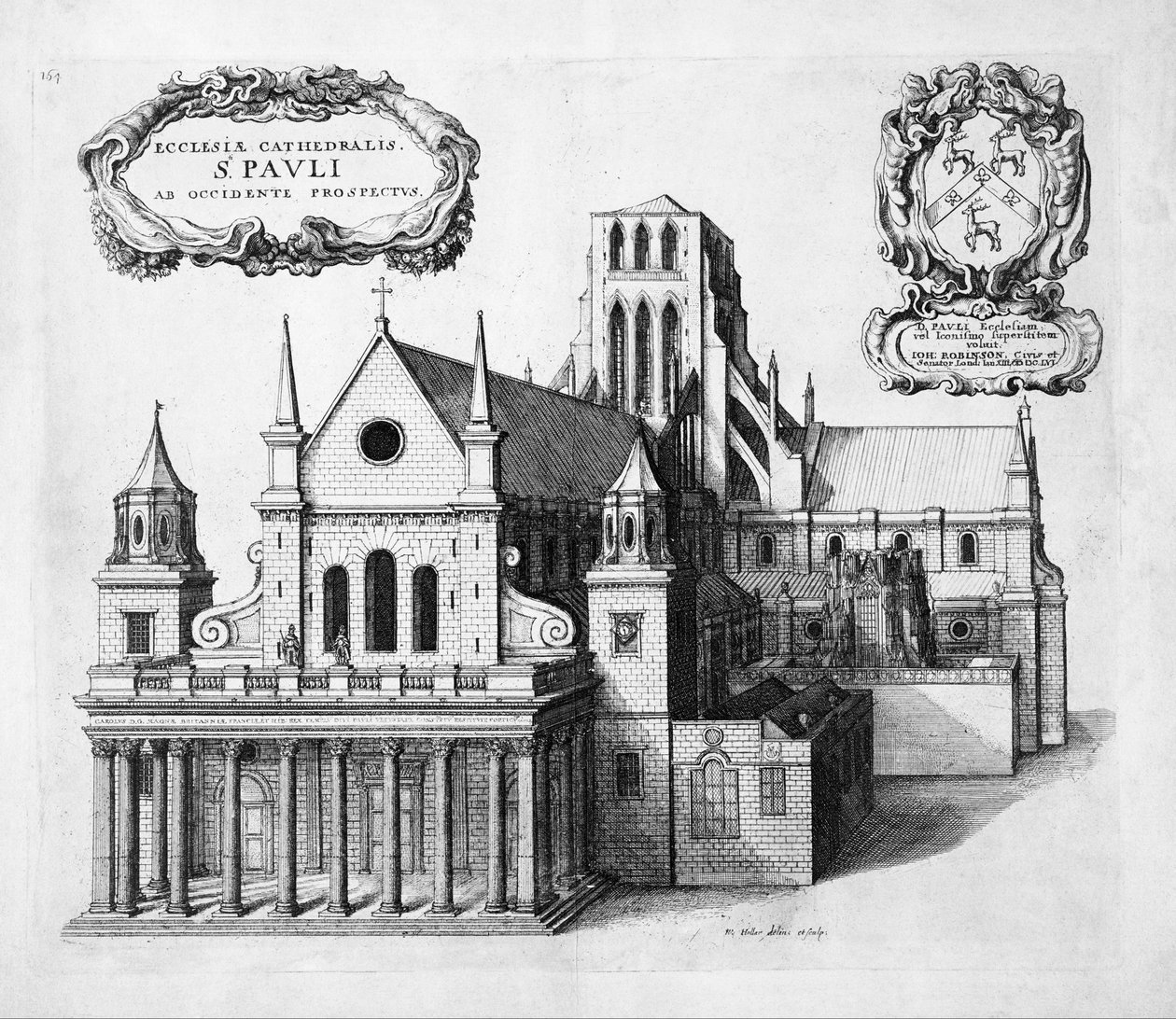St. Pauls vanuit het westen door Wenceslaus Hollar