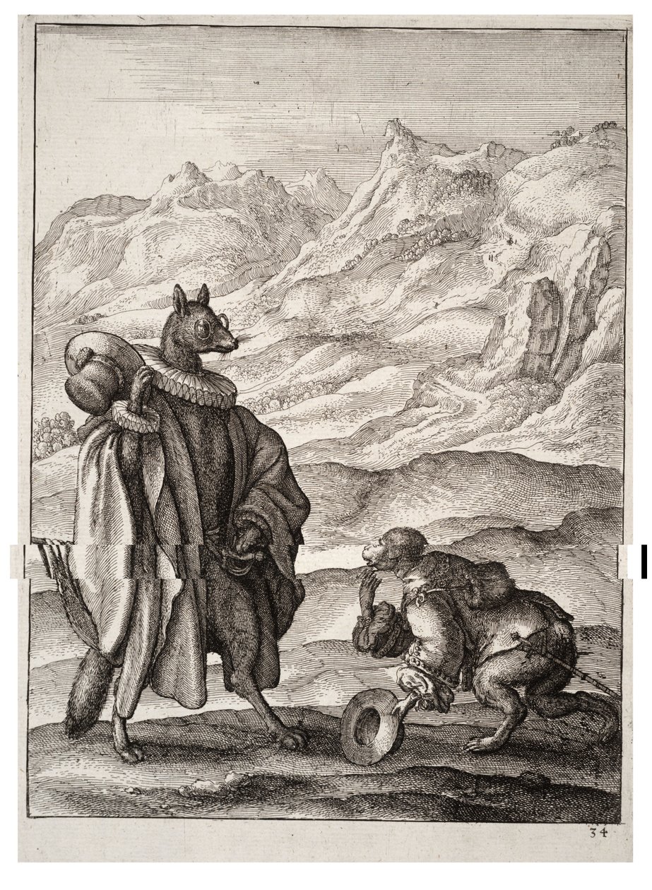 De Franse aap en de Spaanse vos door Wenceslaus Hollar