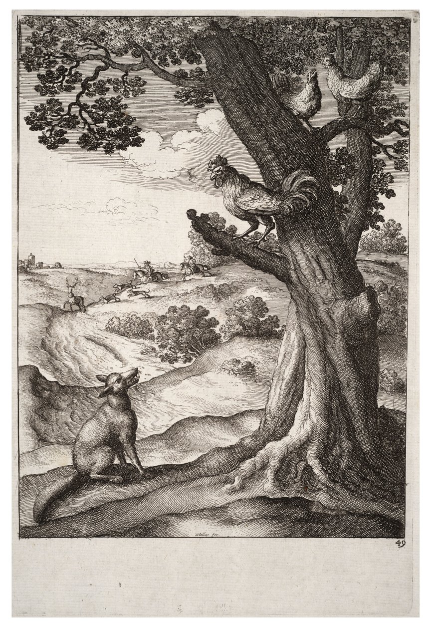 De vos en de haan door Wenceslaus Hollar