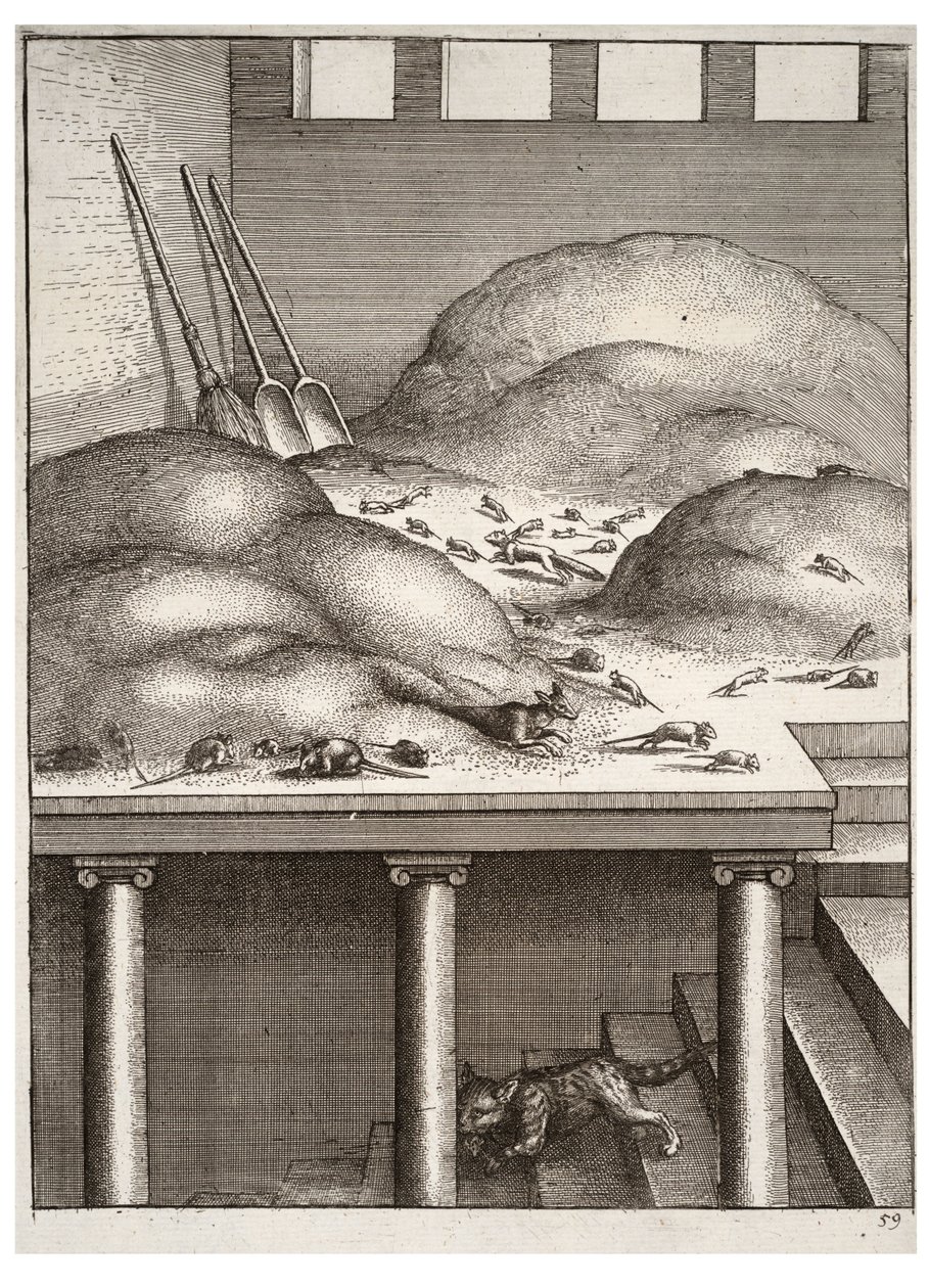 De oude wezel en de muizen door Wenceslaus Hollar