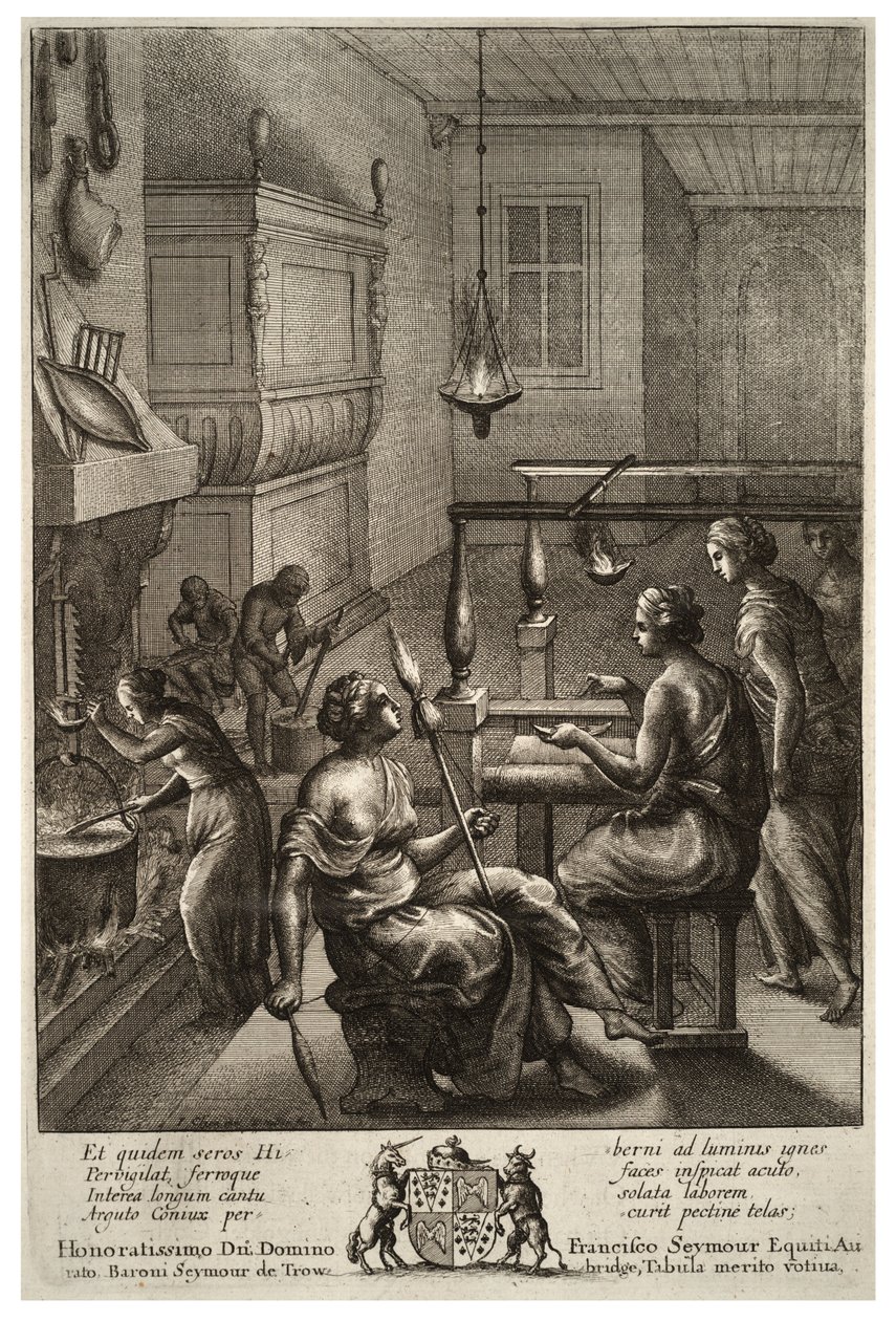 Vrouwen aan het werk. Staat 1 door Wenceslaus Hollar