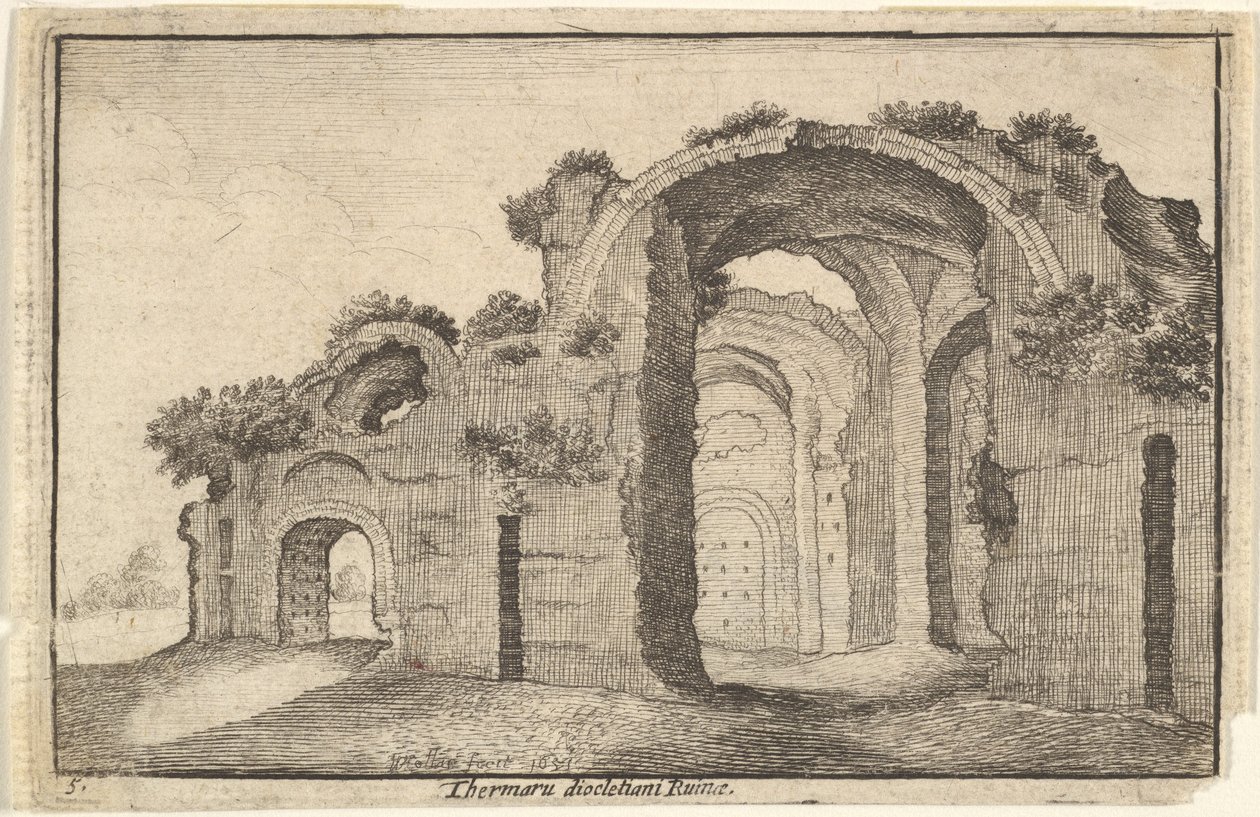 Thermen van Diocletianus, Rome, 17e eeuw door Wenceslaus Hollar