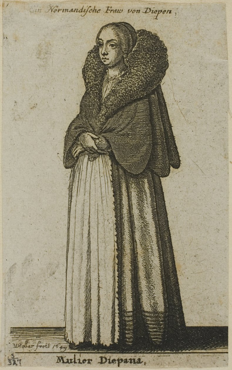 Dieppe vrouw door Wenceslaus Hollar