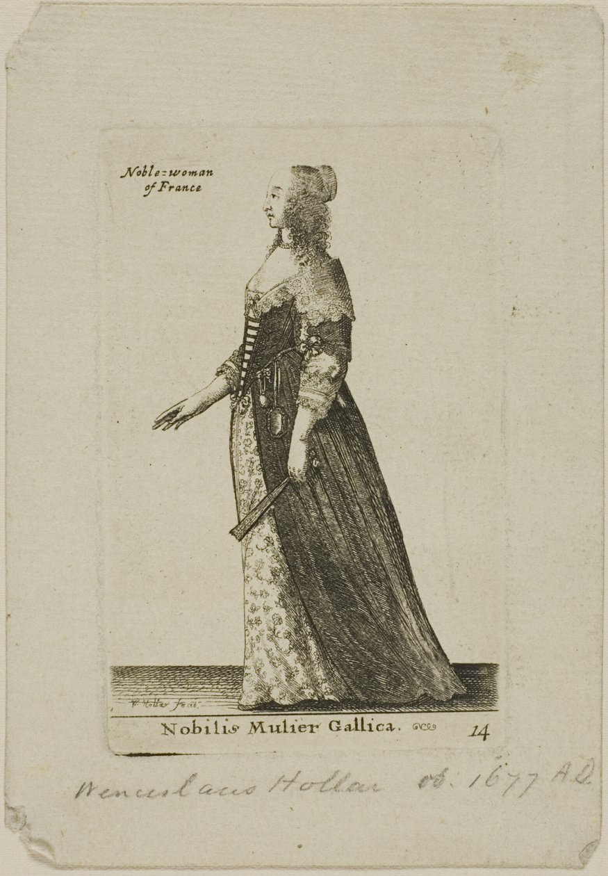 Franse Edelvrouw door Wenceslaus Hollar