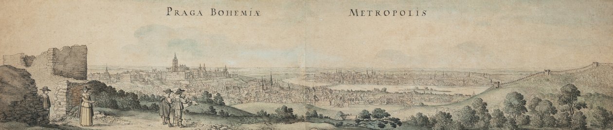 Groot uitzicht op Praag door Wenceslaus Hollar