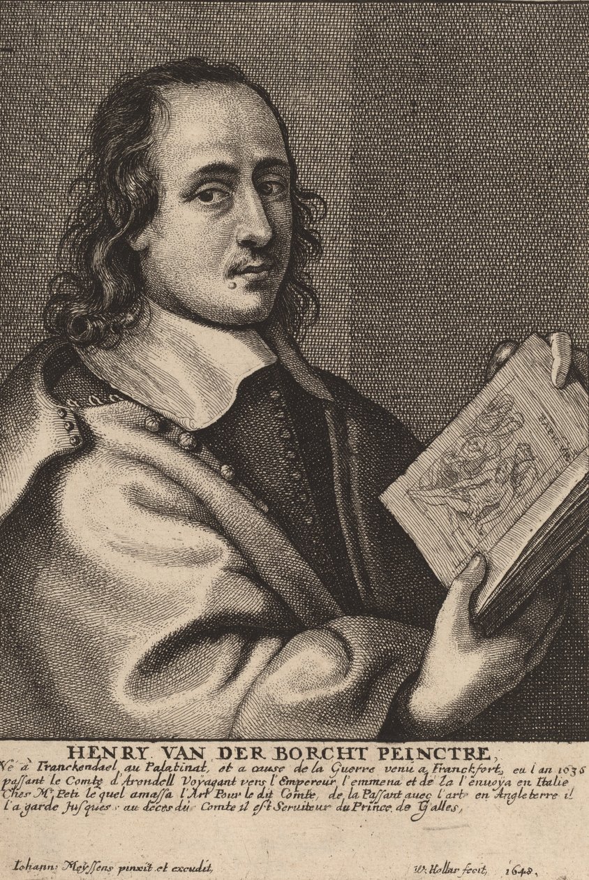 Henry van der Borcht, schilder, 1648 door Wenceslaus Hollar