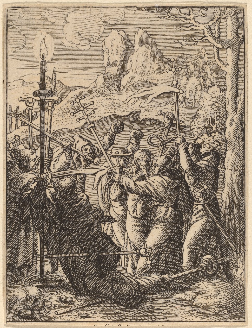 Jezus gevangen door Wenceslaus Hollar