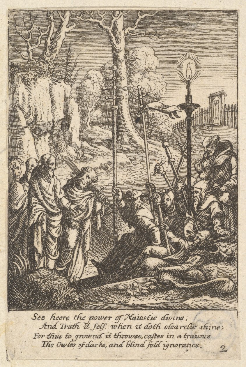 Jezus confronteert zijn tegenstanders, 1625-77 door Wenceslaus Hollar