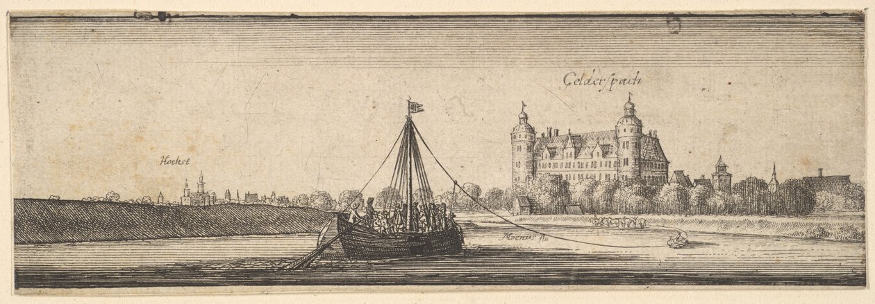 Kasteel Kelsterbach bij Höchst am Main, 1642-44 door Wenceslaus Hollar