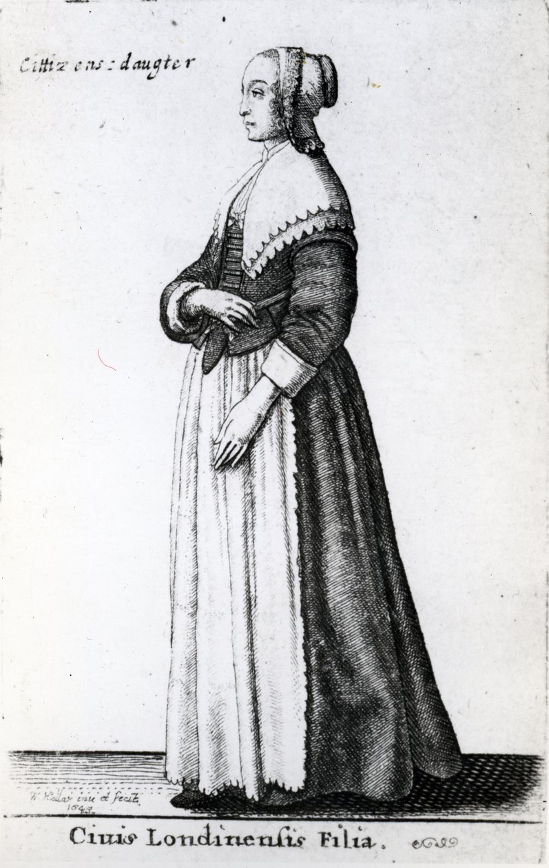 Dochter van een Londense burger, 1643 door Wenceslaus Hollar