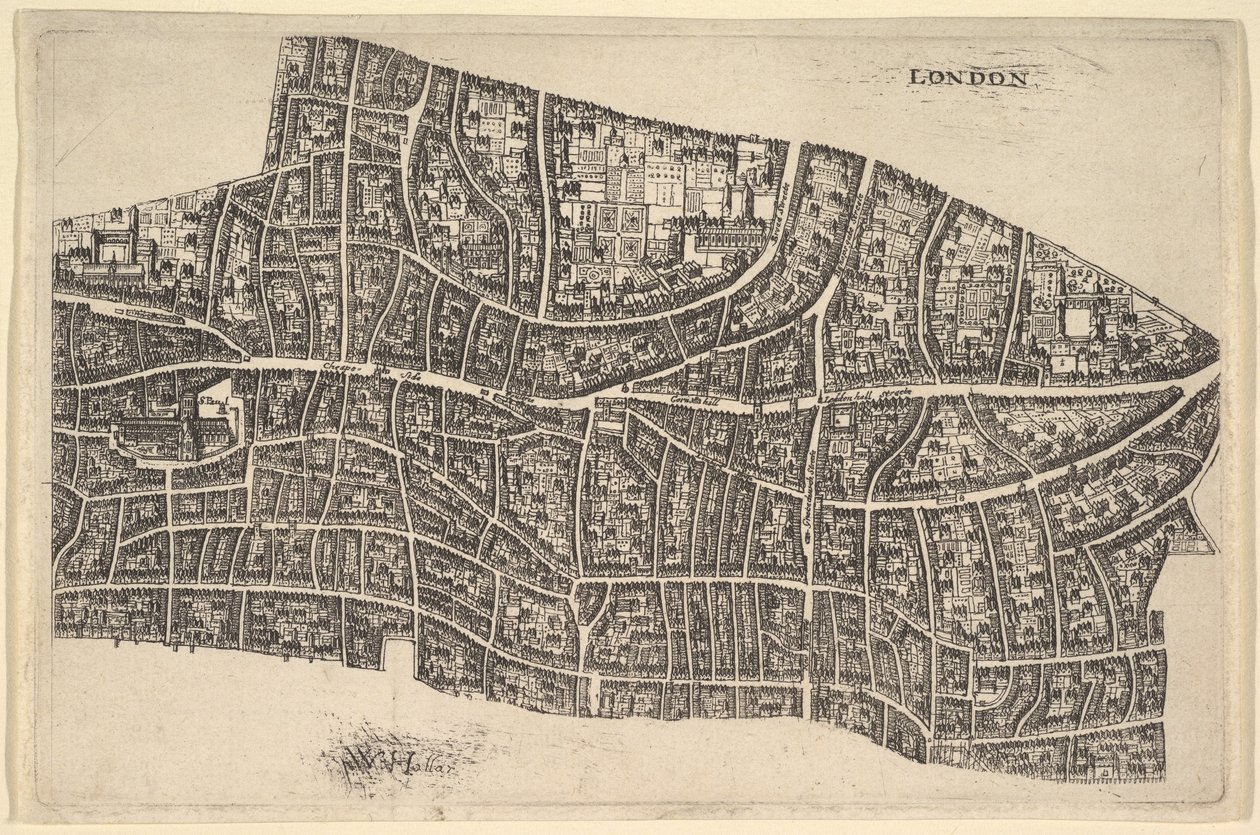 Londen voor de Grote Brand, 1666-77 door Wenceslaus Hollar