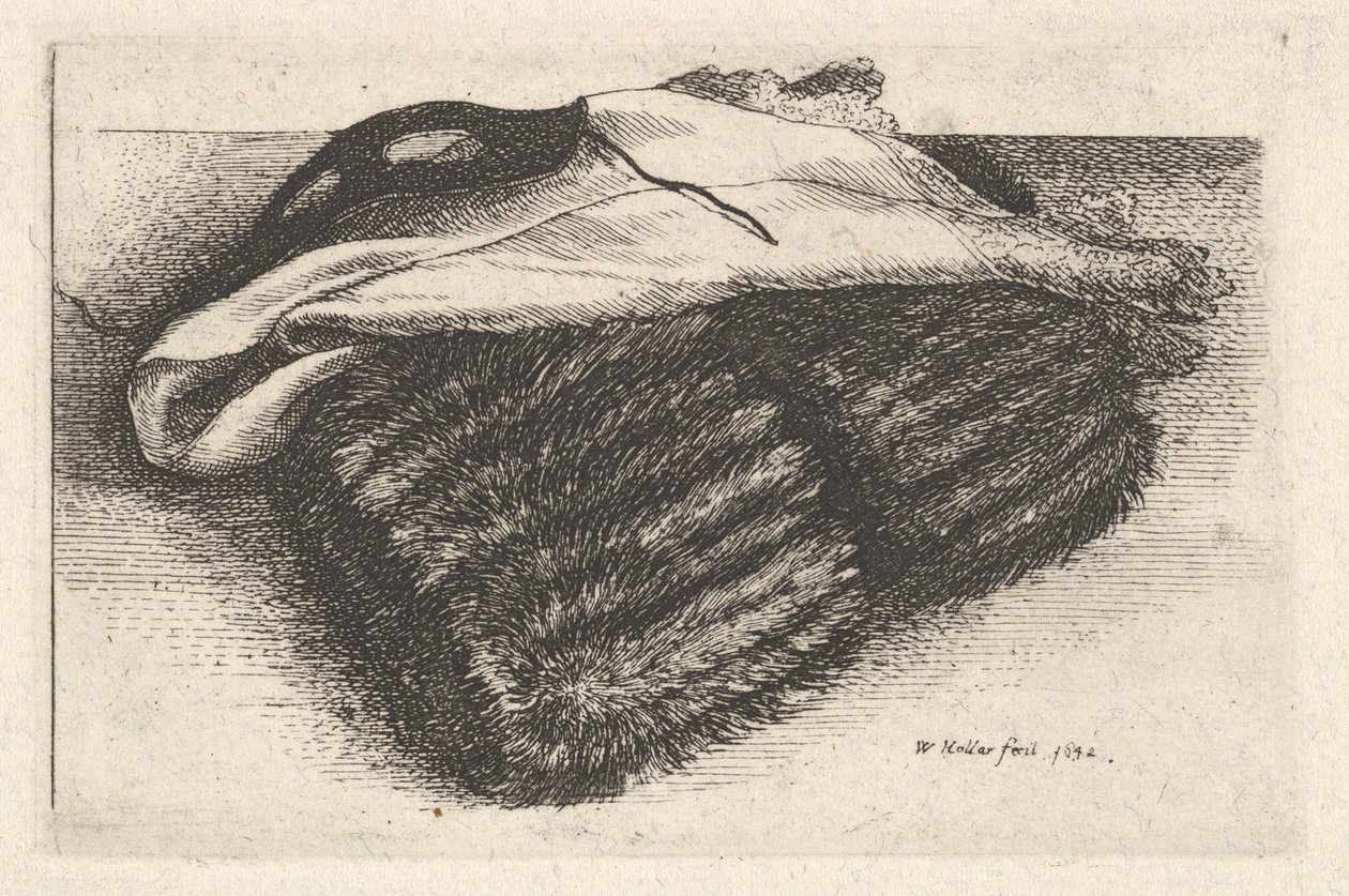 Mof, witte zakdoek en masker door Wenceslaus Hollar