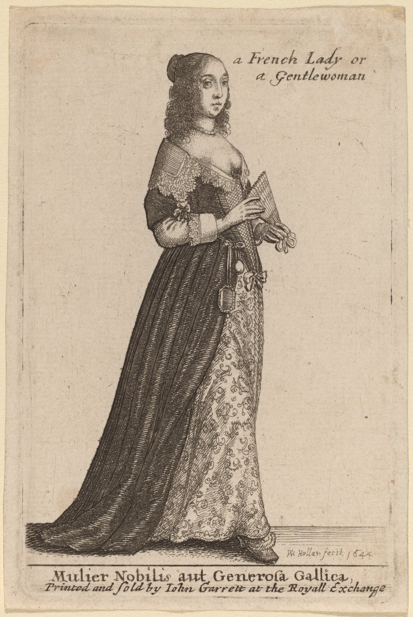 Adellijke of voorname vrouw uit Gallië door Wenceslaus Hollar