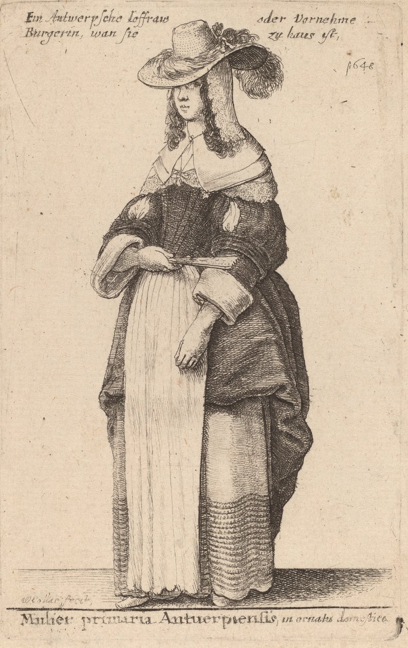 Mulier Primaria Antuerpiensis, in Ornatu Domestico door Wenceslaus Hollar