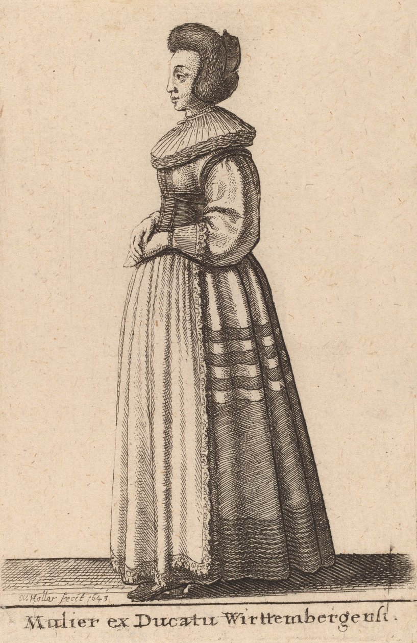 Vrouw uit het hertogdom Württemberg, 1643 door Wenceslaus Hollar