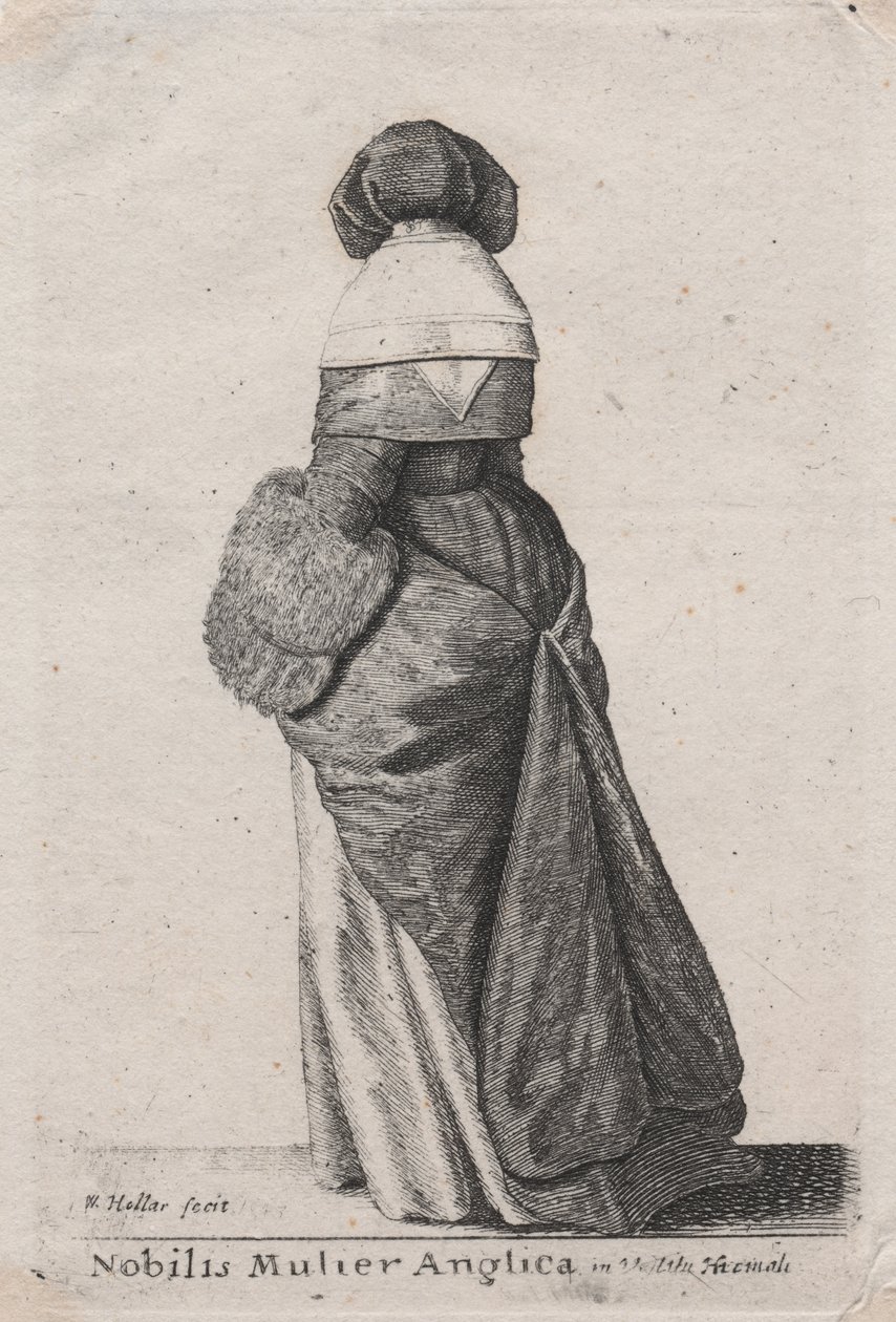 Nobilis Mulier Anglica in Vestitu Hiemali, 1643 door Wenceslaus Hollar