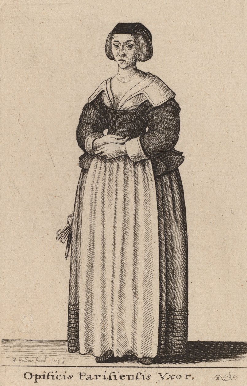 Vrouw van een Parijse ambachtsman, 1643 door Wenceslaus Hollar