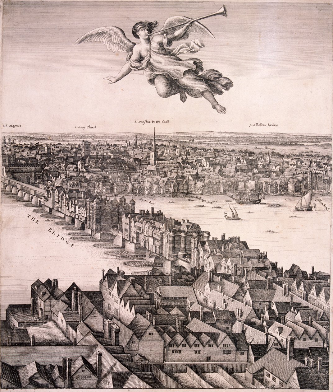 Panoramisch uitzicht op Londen door Wenceslaus Hollar