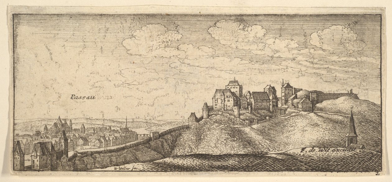 Passau, 1652-77 door Wenceslaus Hollar