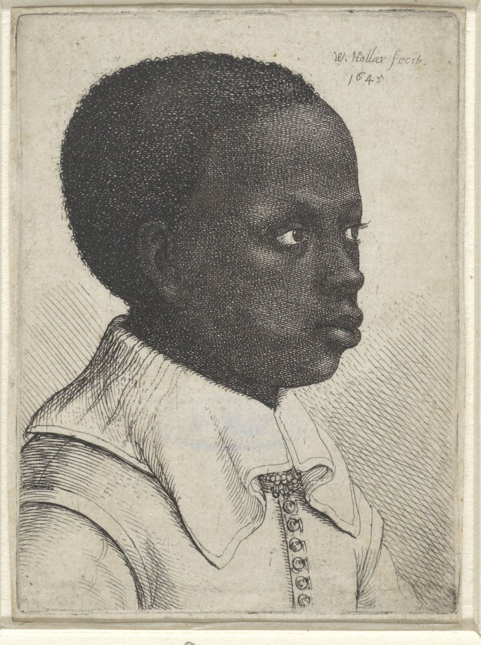 Portret van een zwarte jongen, 1645 door Wenceslaus Hollar
