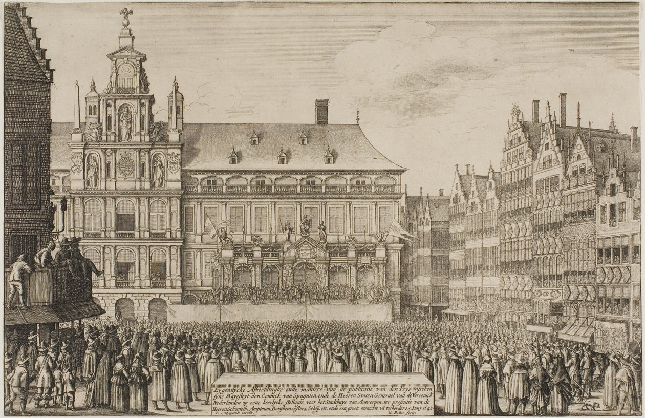 Afkondiging van het Verdrag van Münster door Wenceslaus Hollar