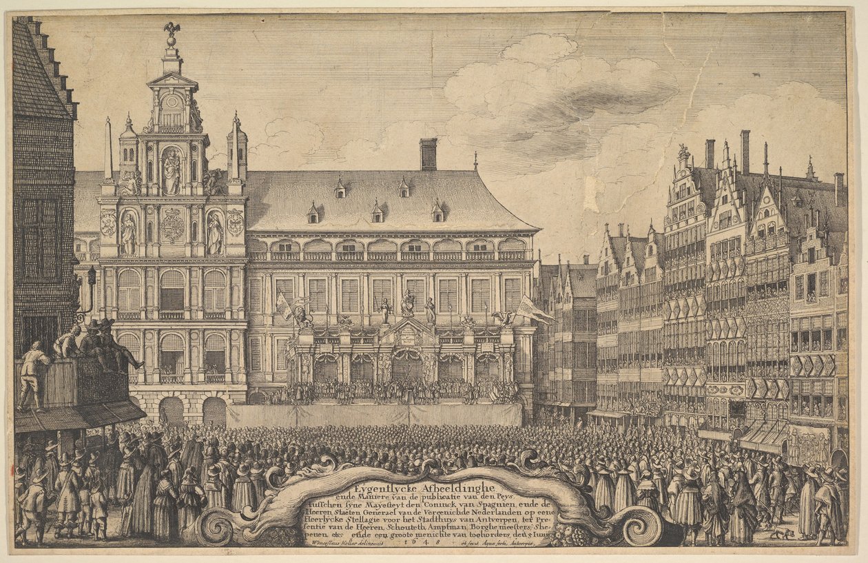 Afkondiging van het verdrag van Münster door Wenceslaus Hollar