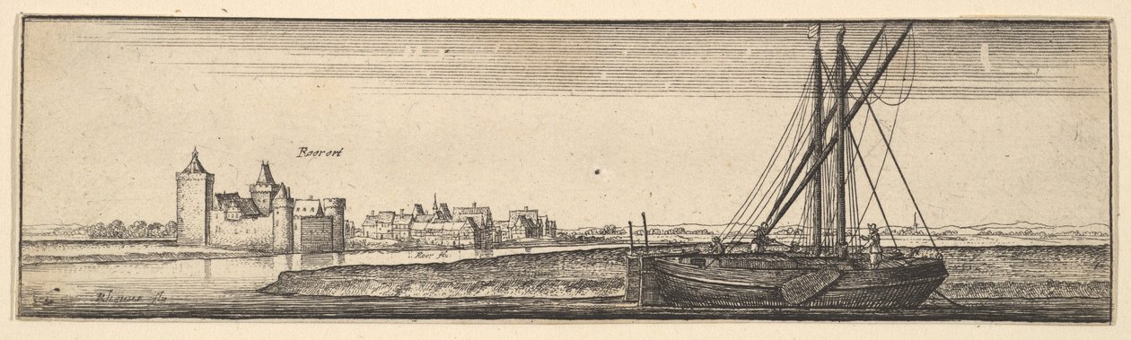 Ruhrort, 1642-44 door Wenceslaus Hollar