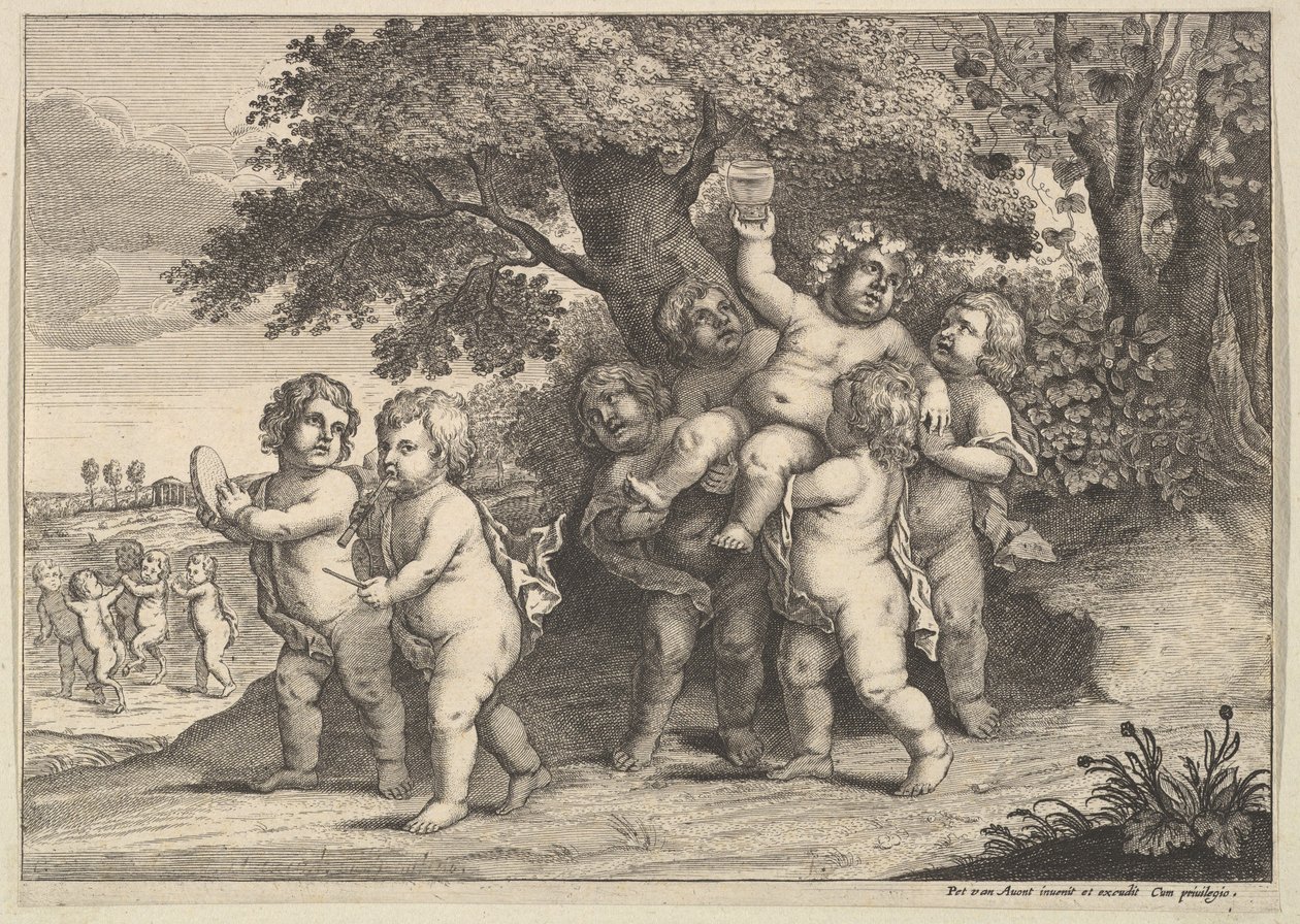 Zeven Jongens, 1625-77 door Wenceslaus Hollar