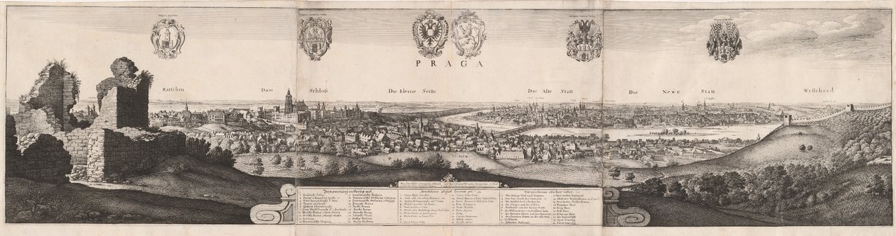 Het grote uitzicht op Praag, 1649 door Wenceslaus Hollar