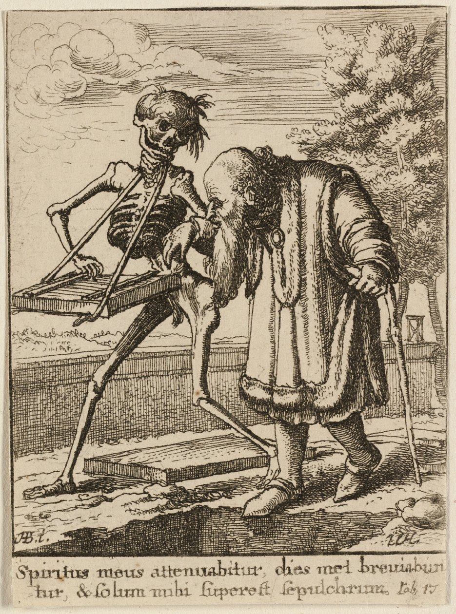De oude man en de dood door Wenceslaus Hollar