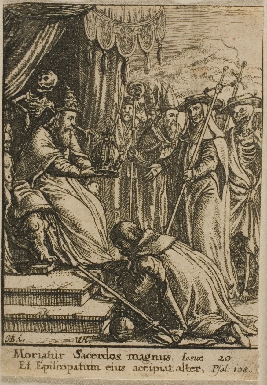 De Paus en de Dood door Wenceslaus Hollar