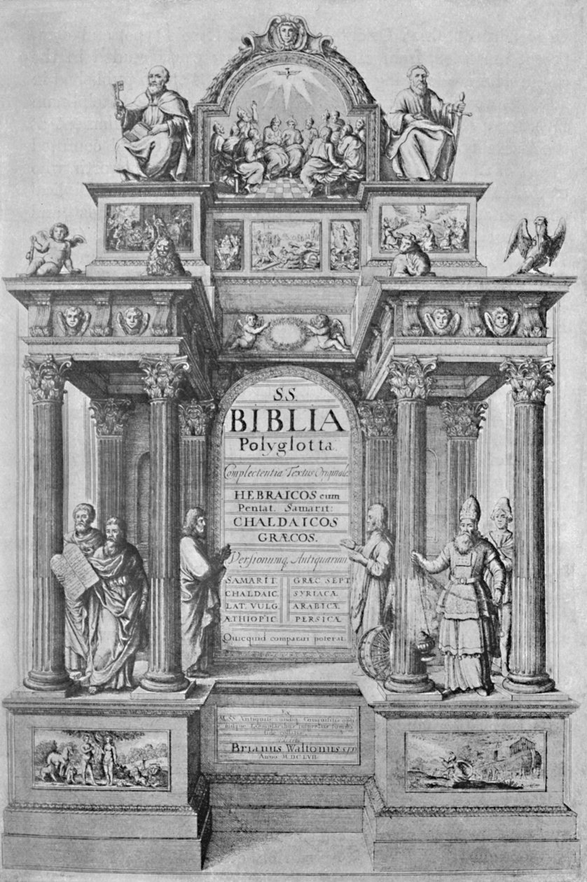 Titelpagina van Waltons Polyglot Bijbel, 1657, 1904 door Wenceslaus Hollar