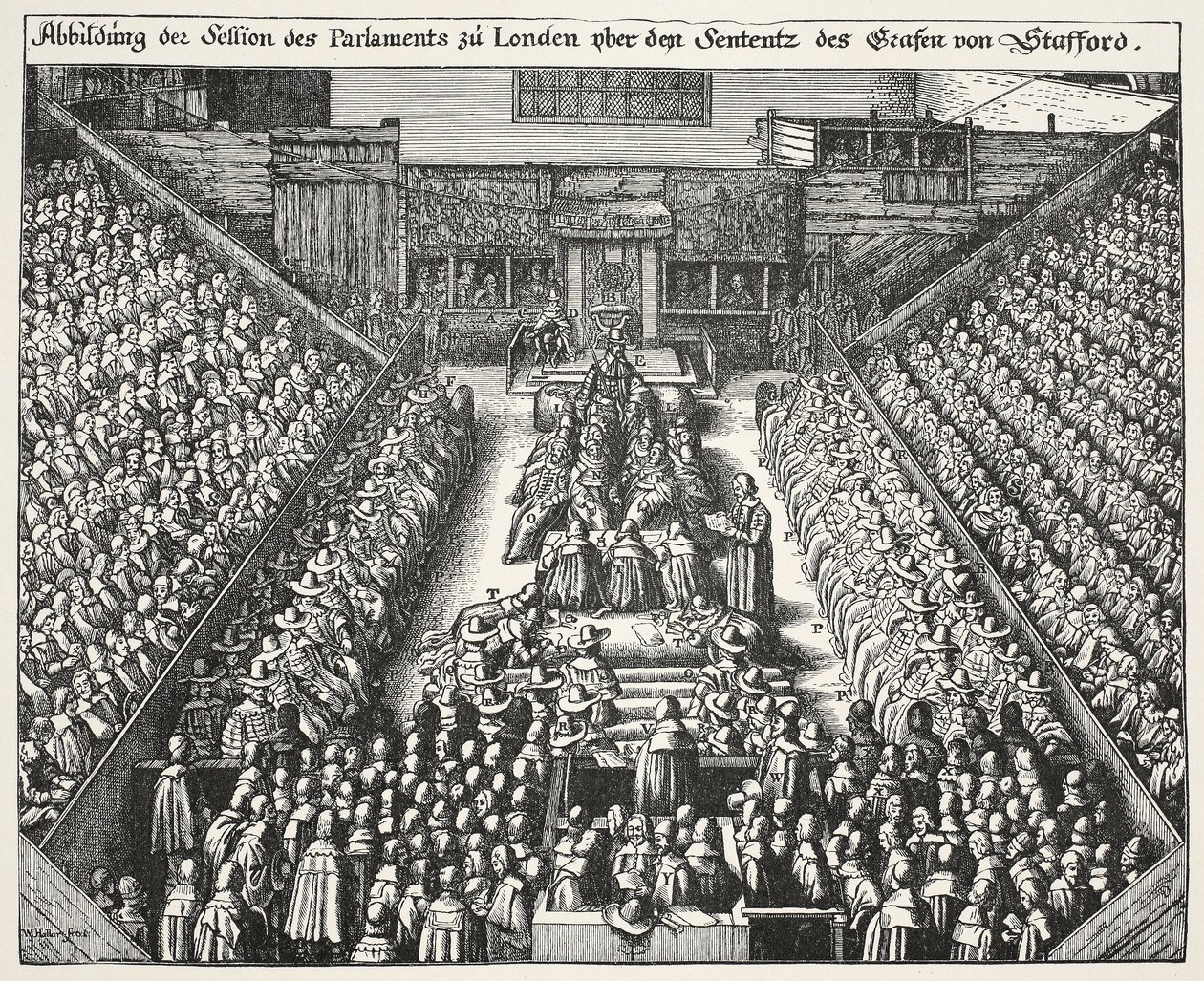 Proces van Strafford, 22 maart 1641 door Wenceslaus Hollar