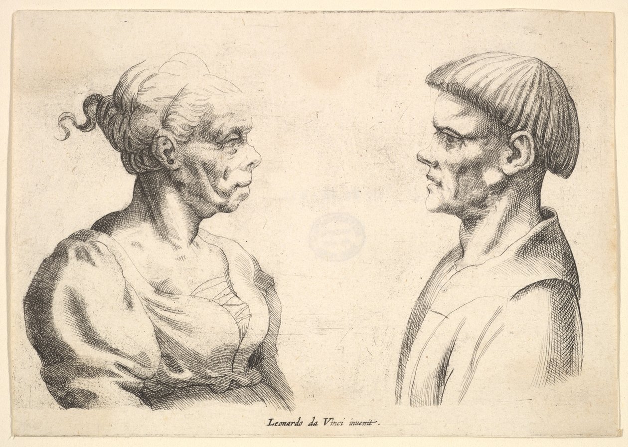 Twee hoofden door Wenceslaus Hollar