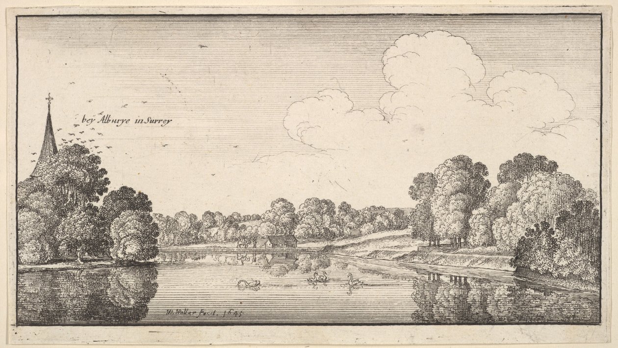 Uitzichten op het platteland bij Albury, Surrey door Wenceslaus Hollar