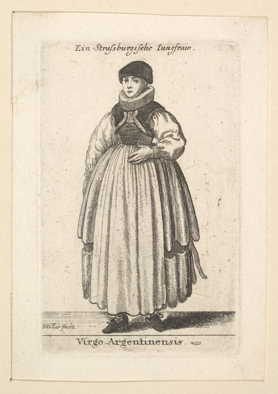 Virgo Argentinensis. Ongehuwde vrouw uit Straatsburg door Wenceslaus Hollar