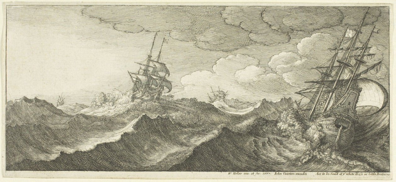 Oorlogsschip in de Golf van een Golf door Wenceslaus Hollar