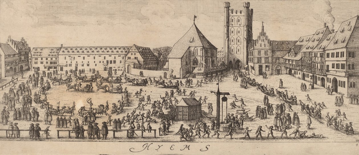 Winter: Het paradeplein, ca. 1628-1629 door Wenceslaus Hollar