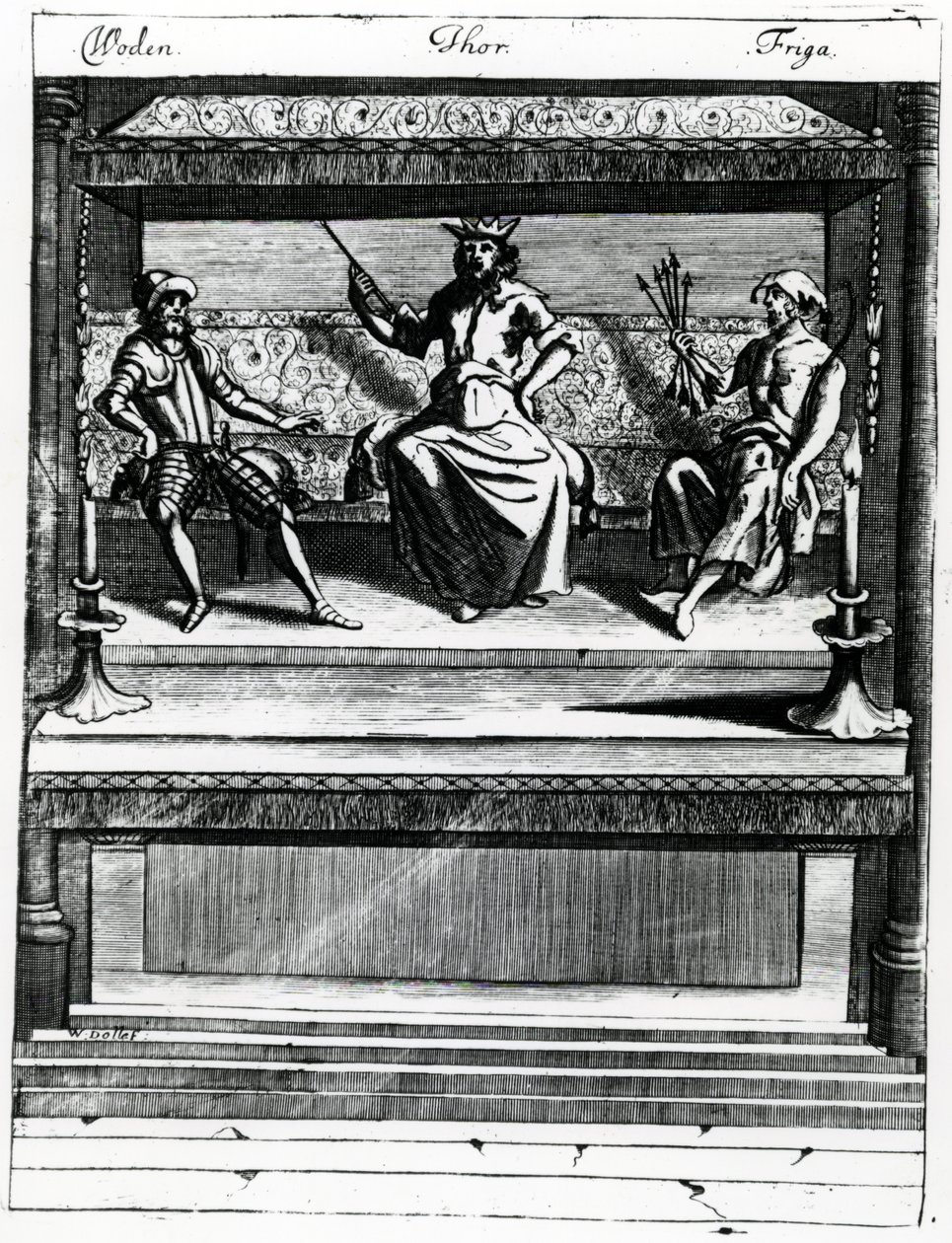 Woden, Thor en Friga door Wenceslaus Hollar