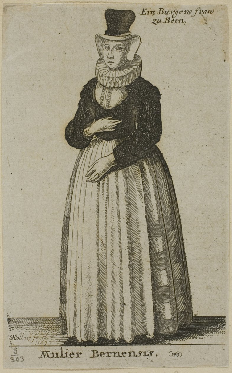 Vrouw van Bern door Wenceslaus Hollar