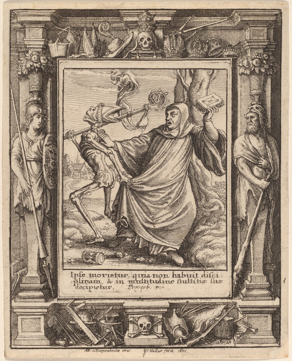 Abt door Wenceslaus Hollar after Hans Holbein the Younger after Abraham van Diepenbeeck
